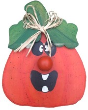 VINTAGE Handmade Pumpkin MADE IN THE USA Wall Hanging Signed 1994