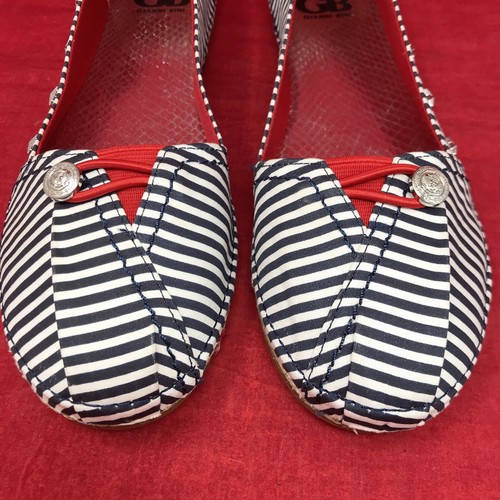 NEW Gianni Bini Check-Us Navy White Fabric Casual Espadrilles Nautical