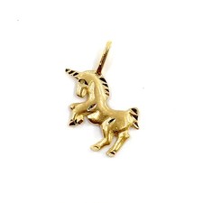 14K Yellow Gold Small Diamond Cut Brushed Unicorn Girl's Pendant LO1008229 