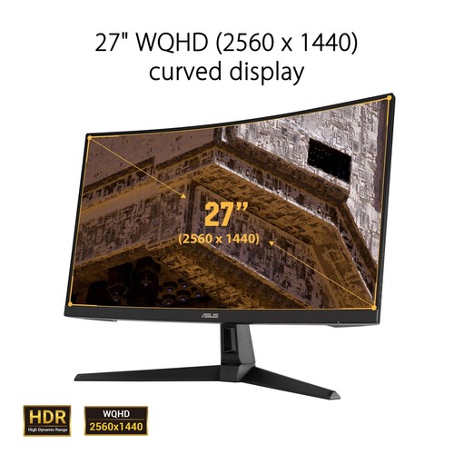 ASUS TUF Gaming VG27WQ1B 27” Curved Monitor, 1440P WQHD (2560 x 1440), 165 - Picture 2 of 7