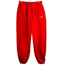 Comfrt Red Fleece Joggers Sz M Streetwear Cozycore Athleisure Pullover Pants