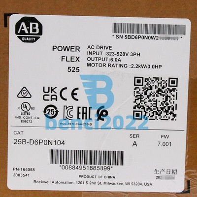 25B-D6P0N104 AB PowerFlex 525 AC Drive New Factory Sealed 25BD6P0N104