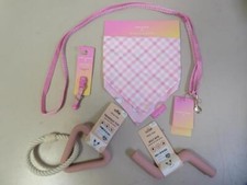 Lot of Extra Dog Toys Leash XS Collar Bandana For Extra Small Dog Pink Plaid