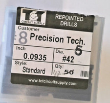 TCT REPOINTED DRILLS SLOT 42 0.0938" DIA 0.343" FLUTE LOT OF 50
