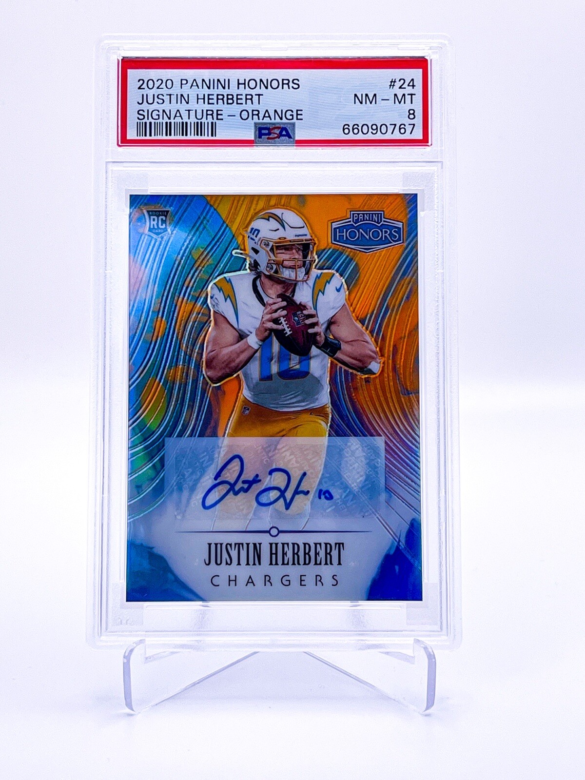 Justin Herbert Panini Honors #24 Signature-Orange