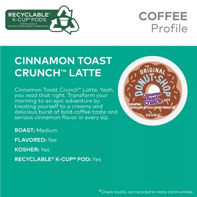 Cinnamon Toast Crunch One-Step Latte 100 K Cups - Bulk Package