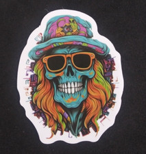 Colorful Cool  Creepy Evil Skeleton Sticker 2.38" x 1.78" AX 