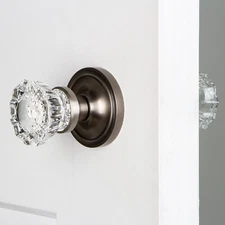 Nostalgic Warehouse Classic Rosette Crystal Glass Door Knob Double Dummy Pewter