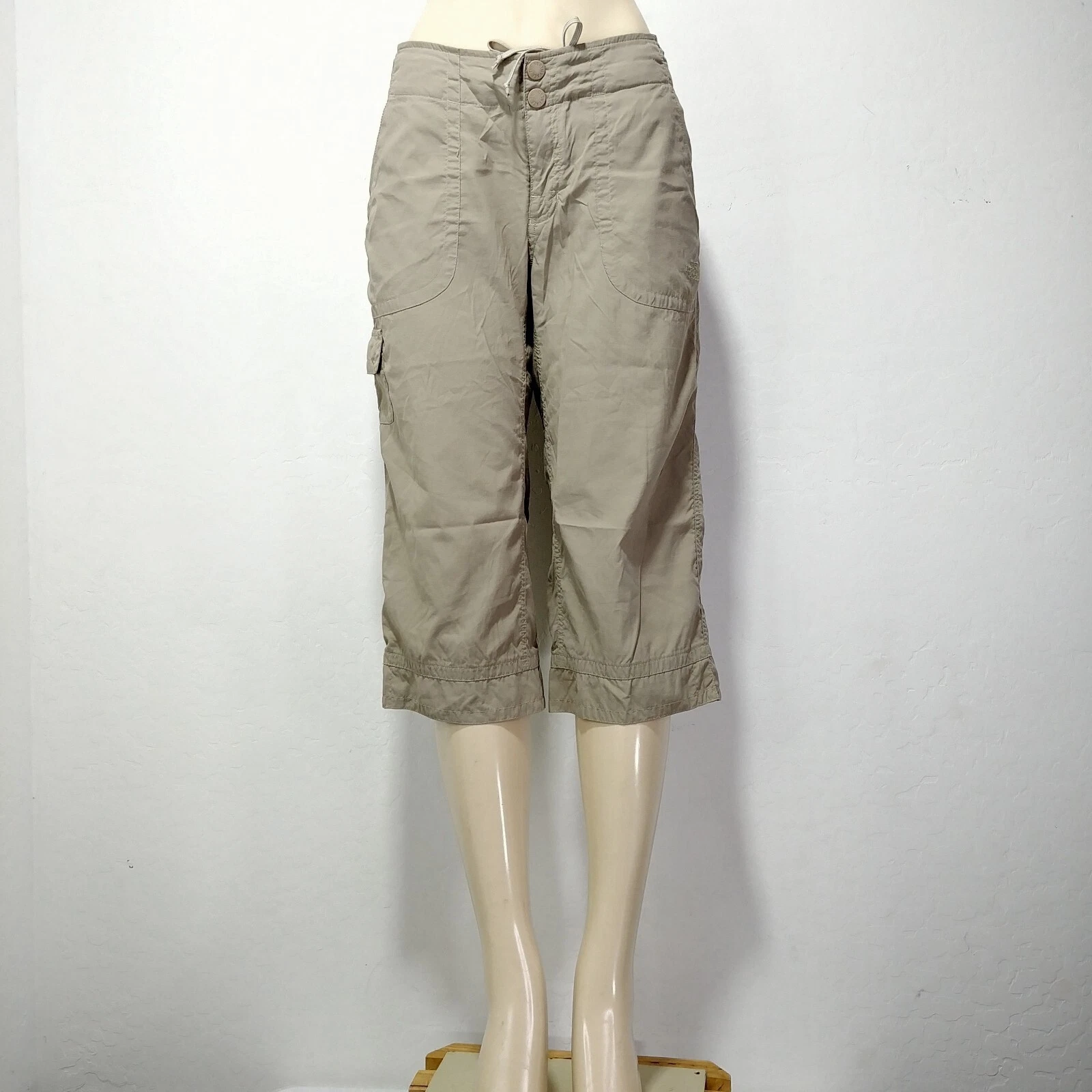 The North Face Outdoor Tan Capri Crop Pants w/ Drawstring Pockets Nylon Outdoor