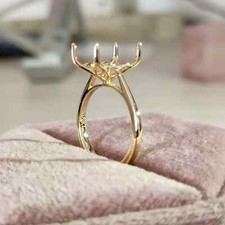 Ring Setting Without Stone Yellow Gold Semi Mount Tulip Set customization Ring