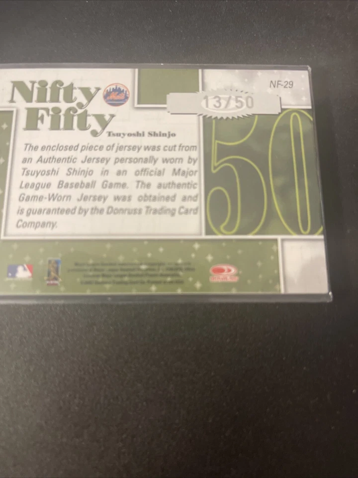 2002 Donruss Originals Nifty Fifty 球衣 #29 Tsuyoshi Shinjo #'d 13/50 — 第 4/4 张图片