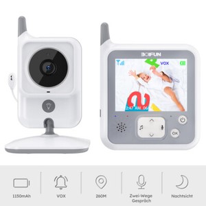 BOIFUN 3,2-Zoll-TFT-LCD-Babyphone, 1150 mAh Akku mit VOX-Funktion  &  Nachtsicht