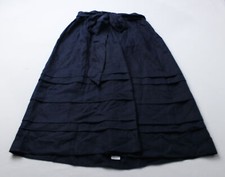 Boden Women's Pintuck Linen Unlined Midi Skirt CD4 Navy Size US:10 UK:14 NWT