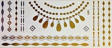 Flash Temporary Adhesive Tattoo Gold Silver 16 Pieces Bracelet Chain Foot L21