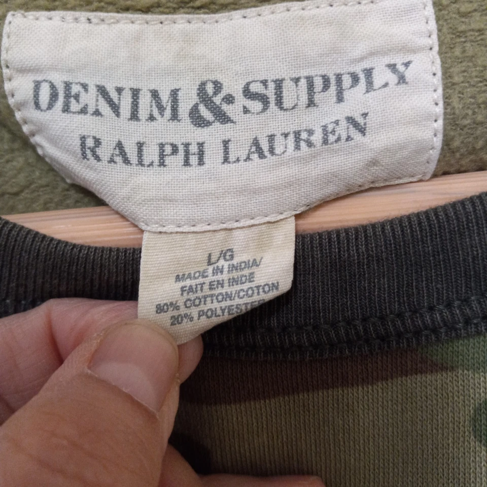 Moletom feminino RALPH LAUREN denim e suprimentos verde camuflado mistura de algodão tamanho G - Imagem 2 de 3