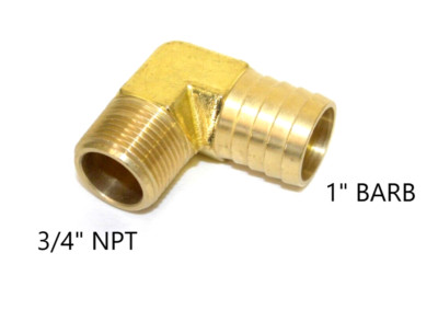 ONE Dixon 1291612C Brass Male Hose Thread-Barb 90° Elbow (3/4'' NPT to 1'' Barb)
