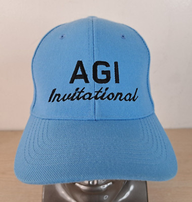 AGI INVITATIONAL ADJUSTABLE STRAPBACK BASEBALL HAT/CAP, BLUE, SPORTS