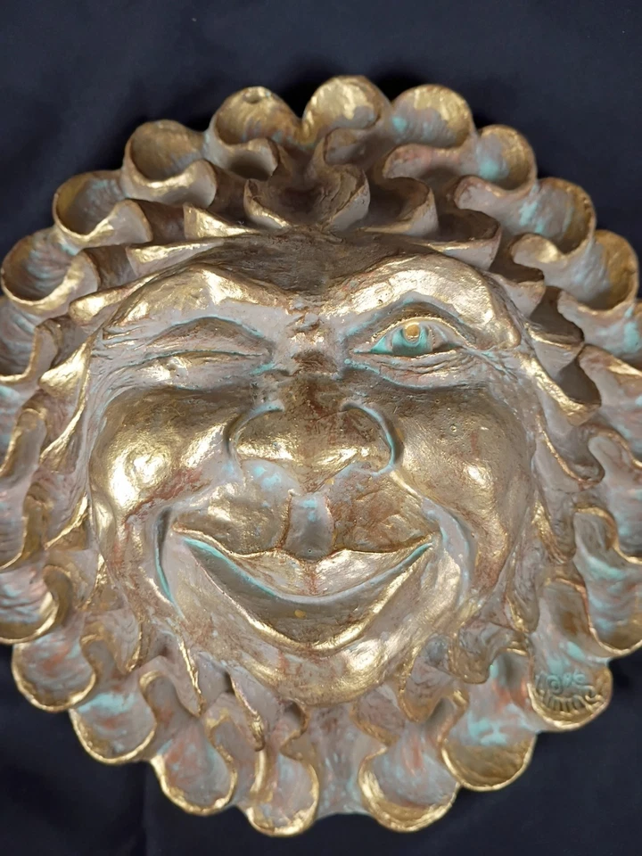 De colección R. Vandamme Cerámica Cara de Sol Colgante de Pared Sunburst Tono Dorado Patio Escultura Foto 2 de 4