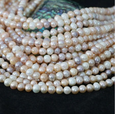 Natural Freshwater Cultured Mix-colored 7-8mm Pearl Round Loose Beads 14"