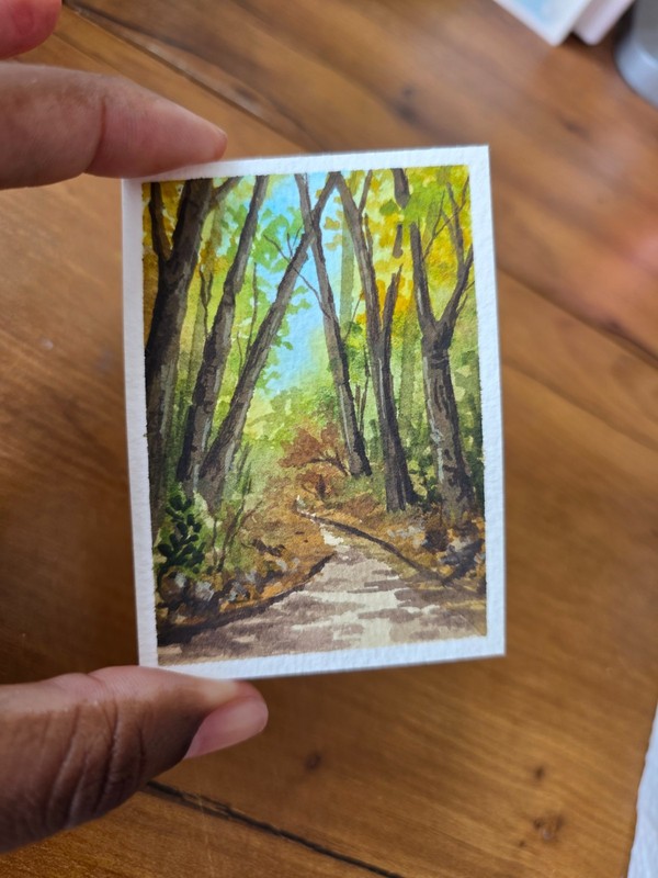 ACEO watercolor painting. Original Landscape