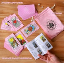 Pink Tarot Cards Deck Set for Beginners W/ Meanings On Card Pink Bag