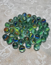 CATS EYE RIBBON GLASS MARBLES  LOT OF 50  5/8 INCH .62  A 