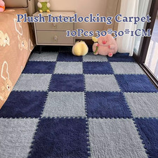 10 Stück Teppichfliesen Flauschig Puzzle Bodenmatte Weich Plüsch Schutzmatte
