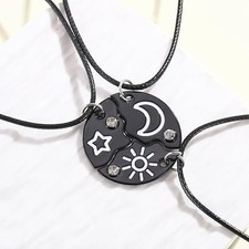 Best Friend Necklaces BFF Necklace for 3 Split Heart Engraved Weirdo 1/...