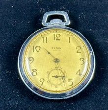 1918 Elgin Grade 303 Model 3 12s 7J Silverine Case Pocket Watch Working 20643321