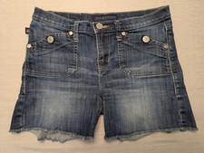 Rock & Republic Stinger Cut Off Denim Jean Shorts Size 10 Raw Hem