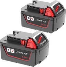 2Pack 6.0Ah 18V Battery For Milwaukee M18 18V Lithium-ion 48-11-1850 48-11-1860