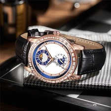 Men's Fashion Wrist Watch Waterproof Business Mechanical Watch Stars Sun Moon