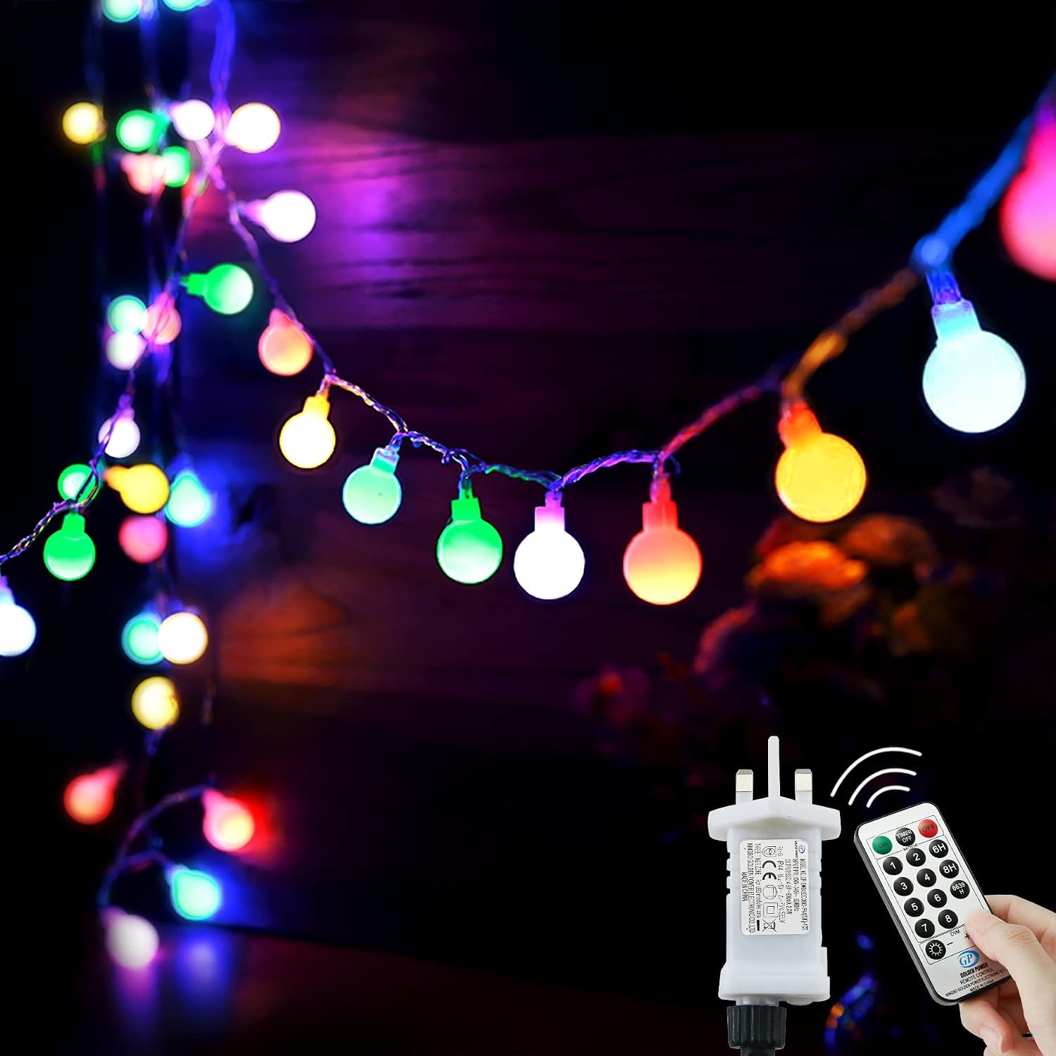 Augone 15M/49ft 120 LED Fairy Lights Plug in Powered, 8 Modes Christmas Lights