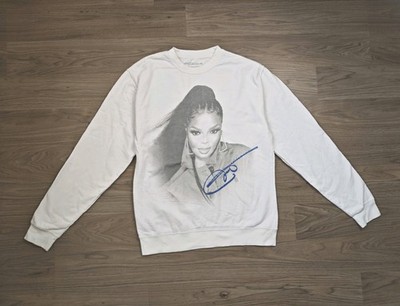  Janet Jackson Official Merchandise Pullover Weiß Gr. M Sketch Photo Signatur