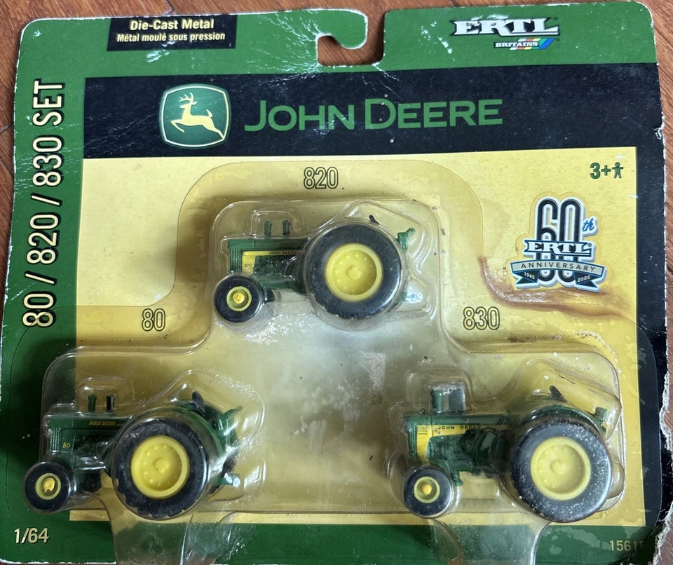2005 1/64 RC2 John Deere 80 820 & 830 3 Pc Set 15615-7HE RARE VINTAGE SEALED NEW - Image 2 of 4