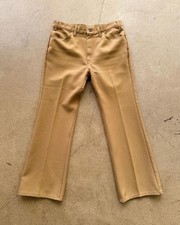 Vintage 1970s Levi's 517 Pants Sta Prest Tan Men's 34 Bootcut Flare Disco Preppy