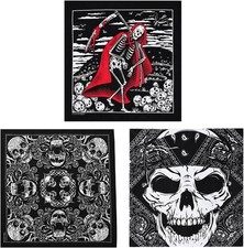 3 Pack Paisley Pattern Skull Bandanas Scarf for Men 100 Cotton Pirate Skeleton