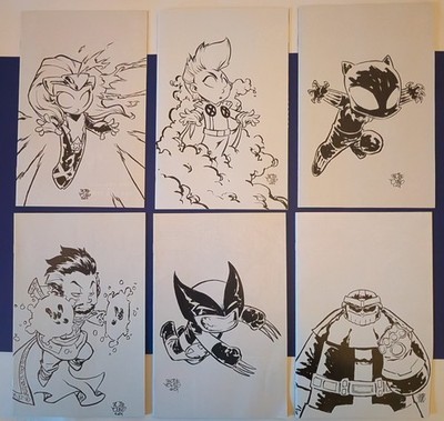 SKOTTIE YOUNG'S BIG MARVELS  1:50 Incentive Sketch Virgin Variant Lot of 6 NM