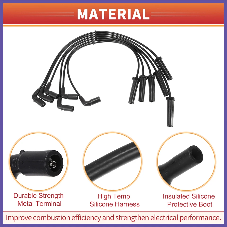 Cable de bobina de encendido de cable de bujía de 6 piezas No.89060518 para Chevrolet Express 1500 Foto 4 de 4