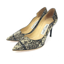 JIMMY CHOO Python Embossed Leather Pointed Toe Pumps US5/VG Limited From JAPAN