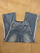 NEW 69.99 HALARA wide leg side stripe flex denim jeans leggings light blue S