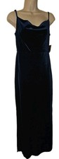 Blue Cowl Neck Sleeveless Maxi Velvet Dress Size 2 Whimsigoth Fairycore New