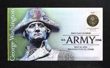 2025 U.S. Army Stamp FDC: Design 1/4: George Washington: Cachets Ciccolella