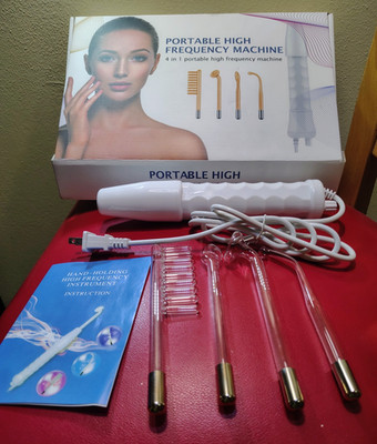 Portable High Frequency Machine Wand 4 in 1 Skin Face Hair Orange Glass MIB NEW