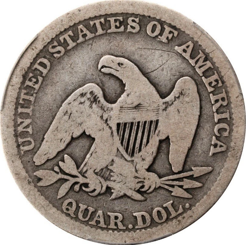 1845 Seated Liberty 25c Quarter Dollar 0.25 United States Silver Coin, PCGS VG08 - Image 3 of 4