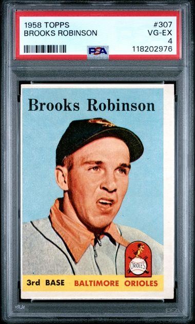 1958 Topps Baseball Card BROOKS ROBINSON #307 Baltimore Orioles PSA 4