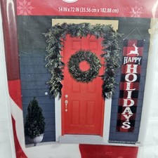 Holiday Time HAPPY HOLIDAYS Hanging Banner Christmas Door Decor 14" x 72" NRFP