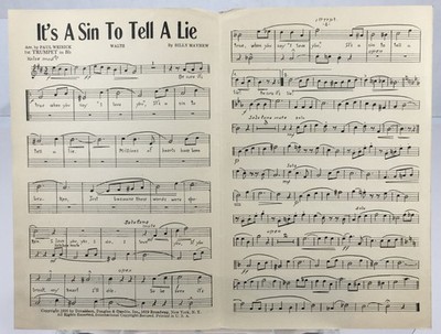 Its A Sin To Tell A Lie Trumpet Sheet Music Waltz By Billy Mayhew Donaldson 1936