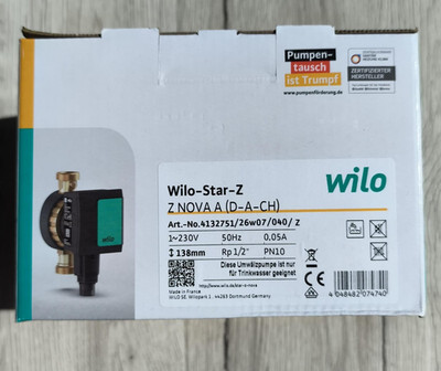 Wilo Wilo-Star-Z Z NOVA A (D-A-CH) Zirkulationspumpe 230V PN10 138mm