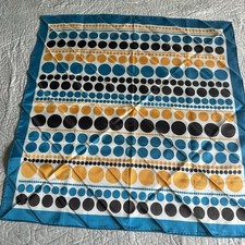 Vintage MCM Mod Polkadot Scarf Orange Teal Retro Headscarf